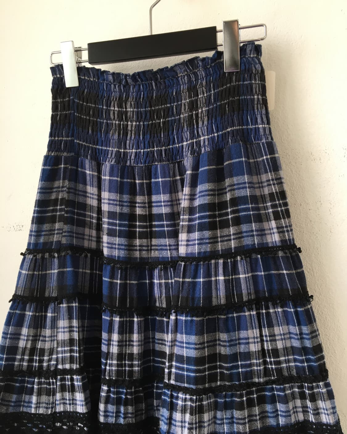 Crochet layer check pattern long skirt 상품이미지3