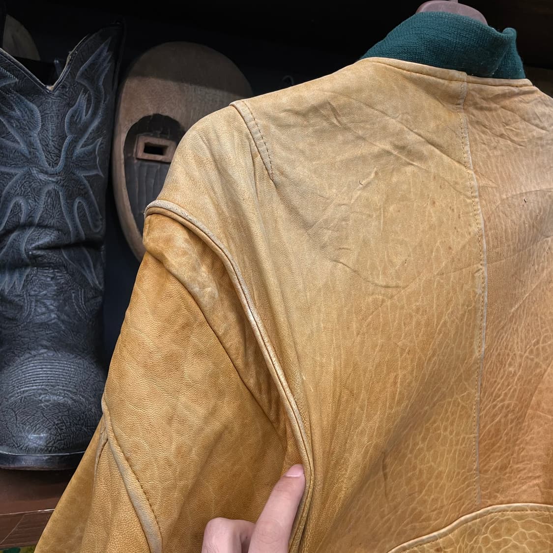 90s USA 빈티지 포켓 리얼레더 자켓 상품이미지4