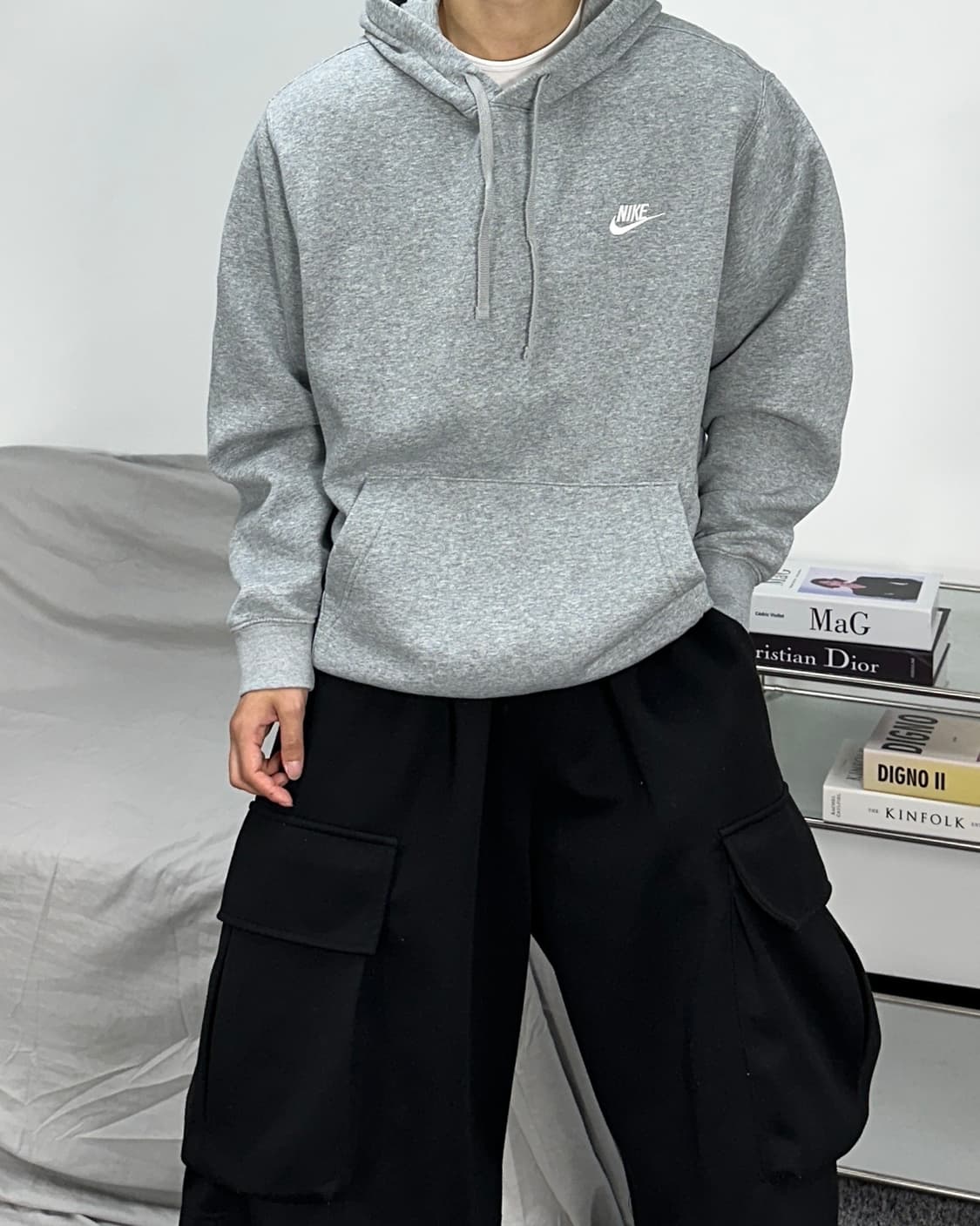나이키 그레이 스우시 후드티 XL 상품이미지2