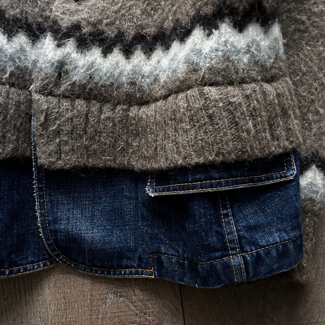 Denim Docking Nordic Knit Jacket 상품이미지5