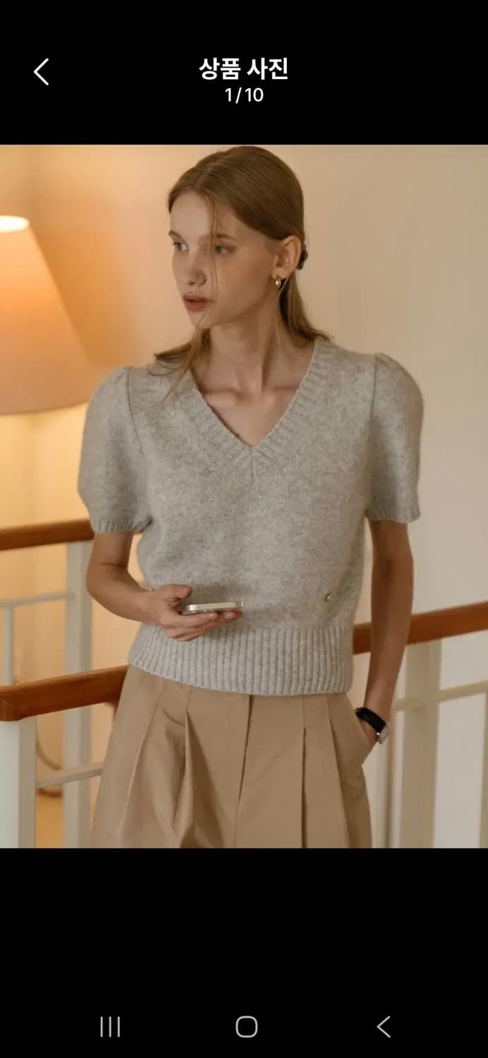 틸아이다이 라쿤 브이넥 니트 반팔 탑 상품이미지1