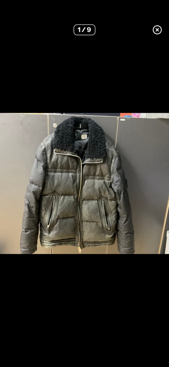 C.P 씨피컴퍼니 퀼팅 레더 자켓 상품이미지1