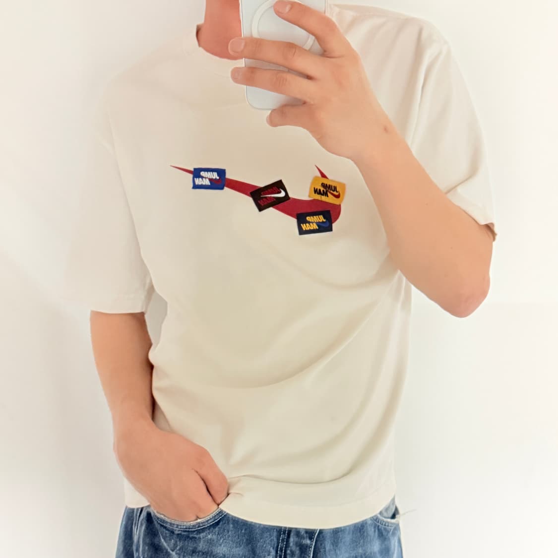 나이키 점프맨 패치 로고 반팔 티셔츠 아이보리 (M)  상품이미지2