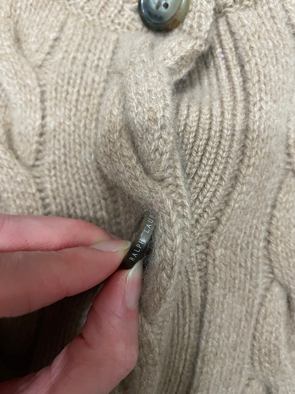 폴로 울 캐시미어 케이블 가디건 베이지 상품이미지6