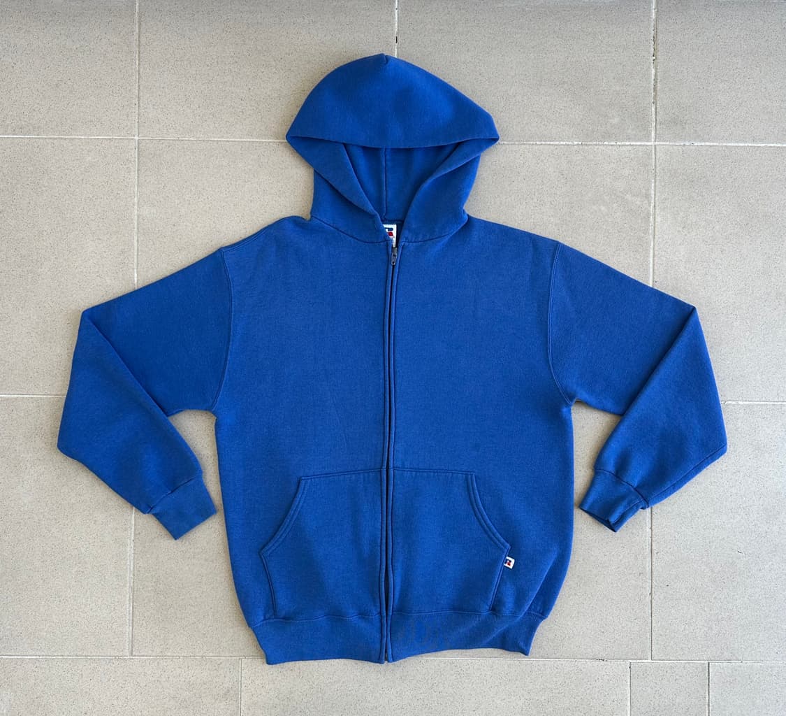 90s 빈티지 러셀 후드집업 블루 L USA 상품이미지1