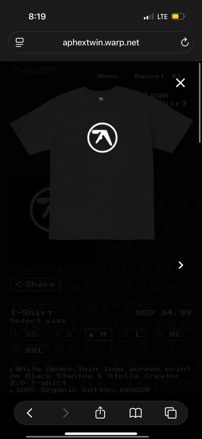 Aphex Logo Black T-Shirt Aphex Twin XL 상품이미지3