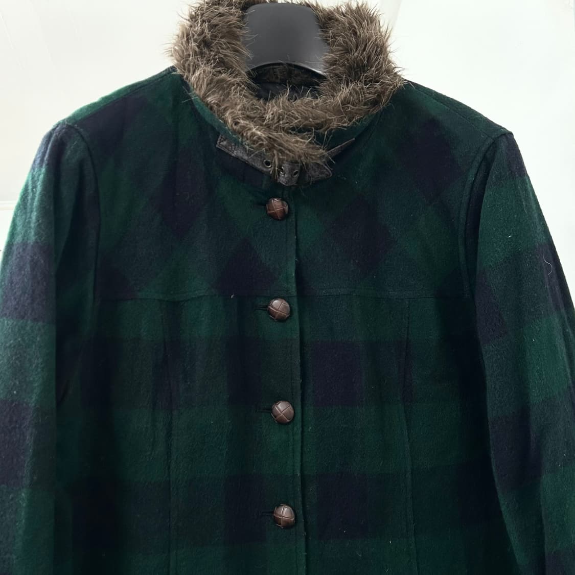 Imana 체크 퍼 자켓 상품이미지6