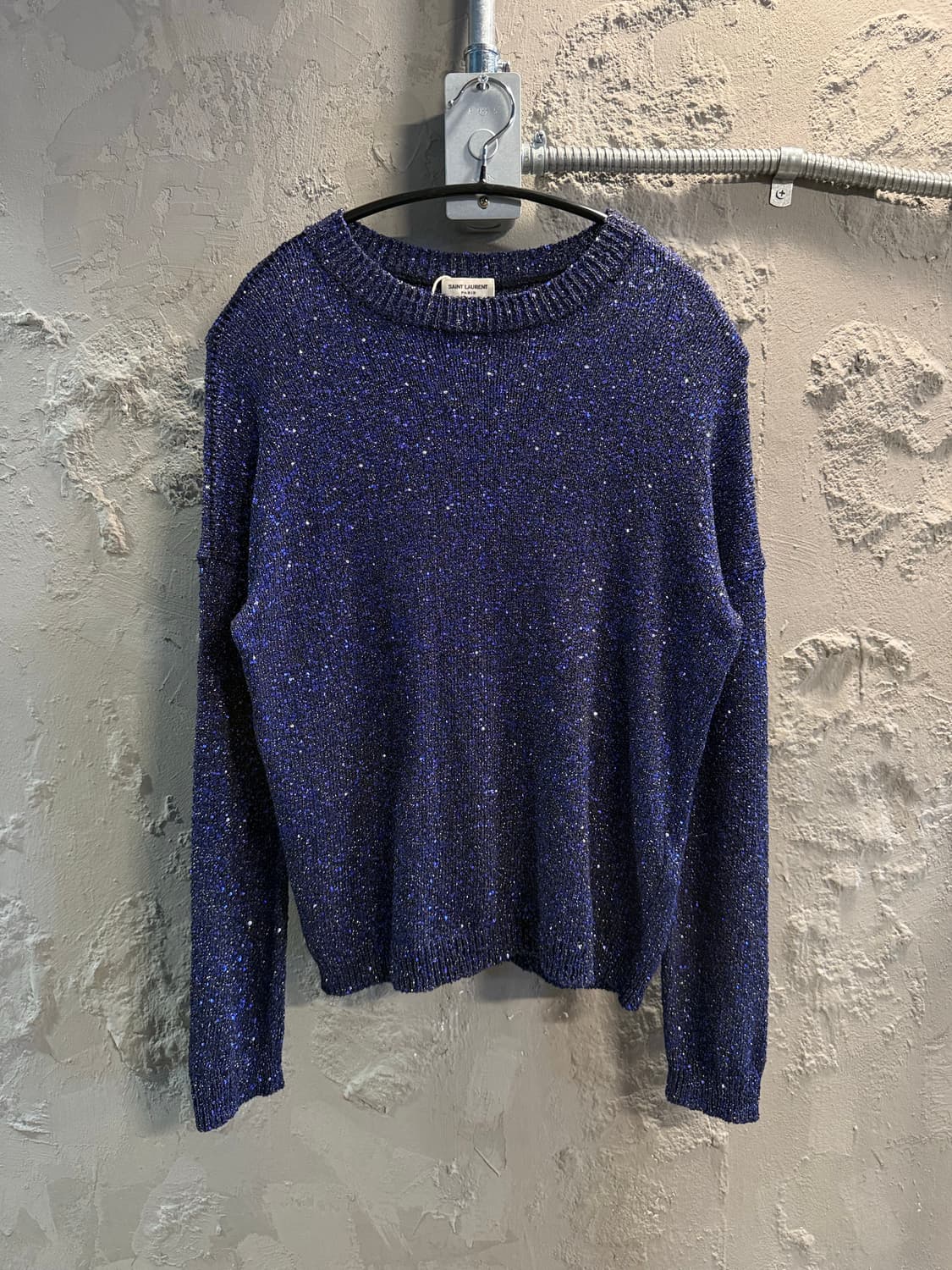 M 생로랑 SAINT LAURENT 파리 시퀸 글리터 니트 블루 상품이미지1