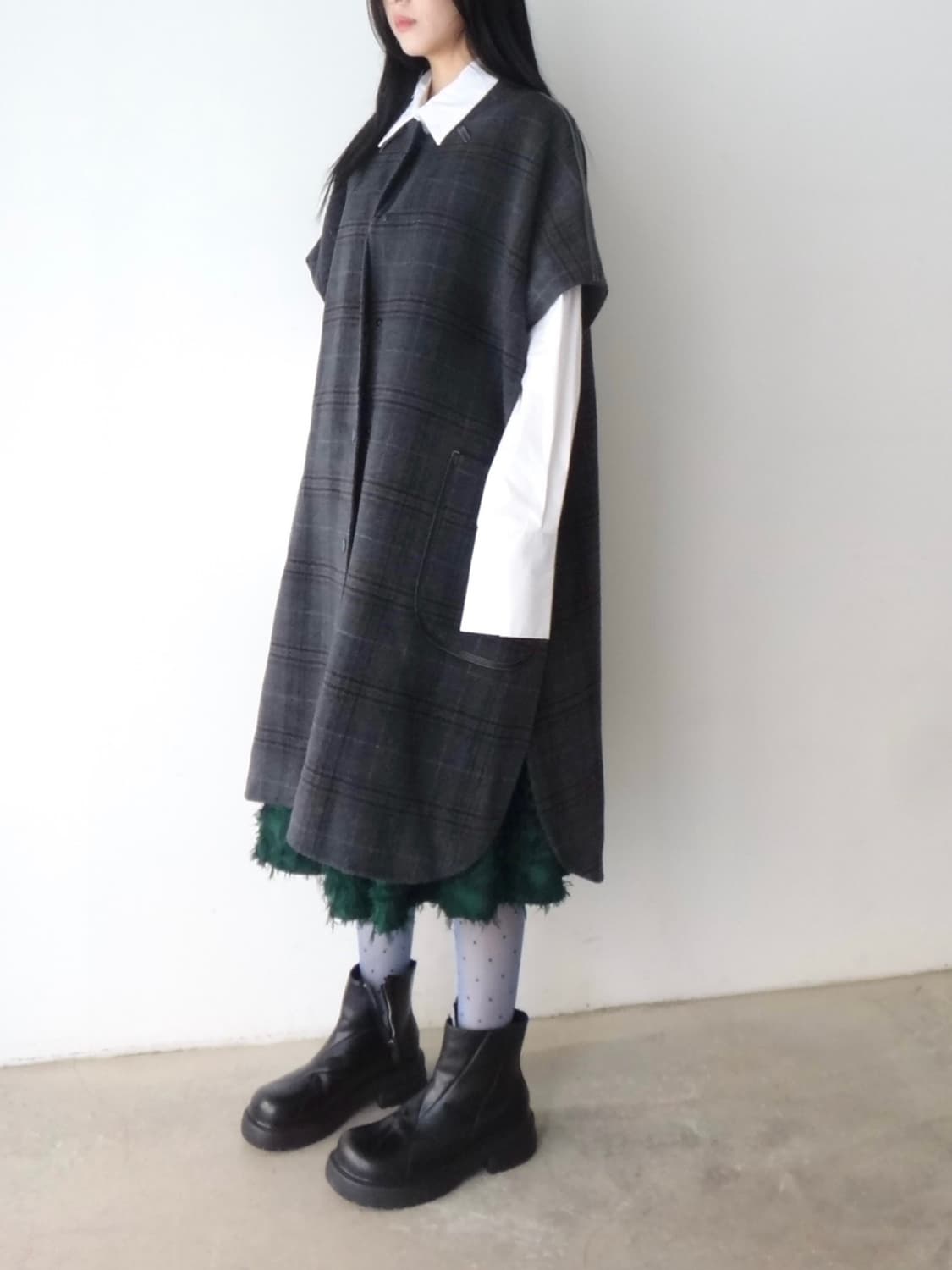 Texture ruffle skirt / green 상품이미지6