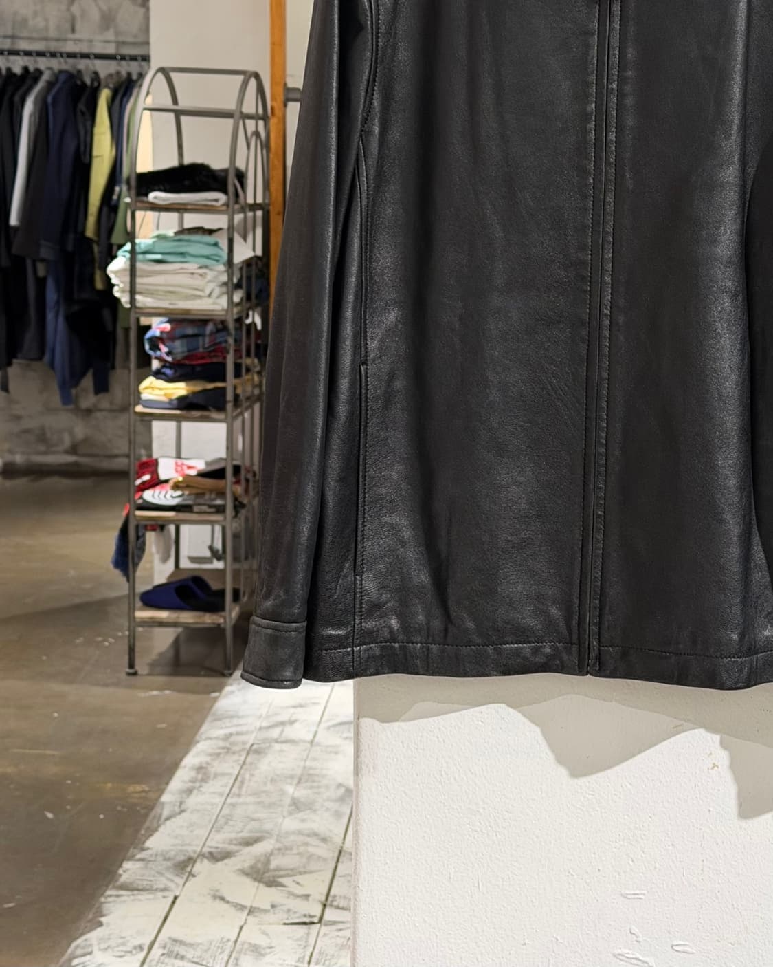 발렌시아가 블랙 램스킨 레더 블루종 상품이미지5