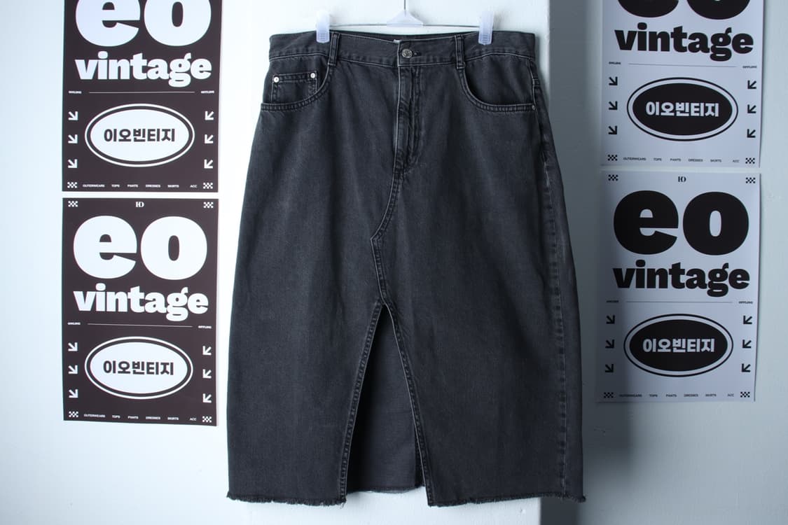 W(L-XL) 망고 스커트 치마 A라인 데님 청 미디-P10015 상품이미지2