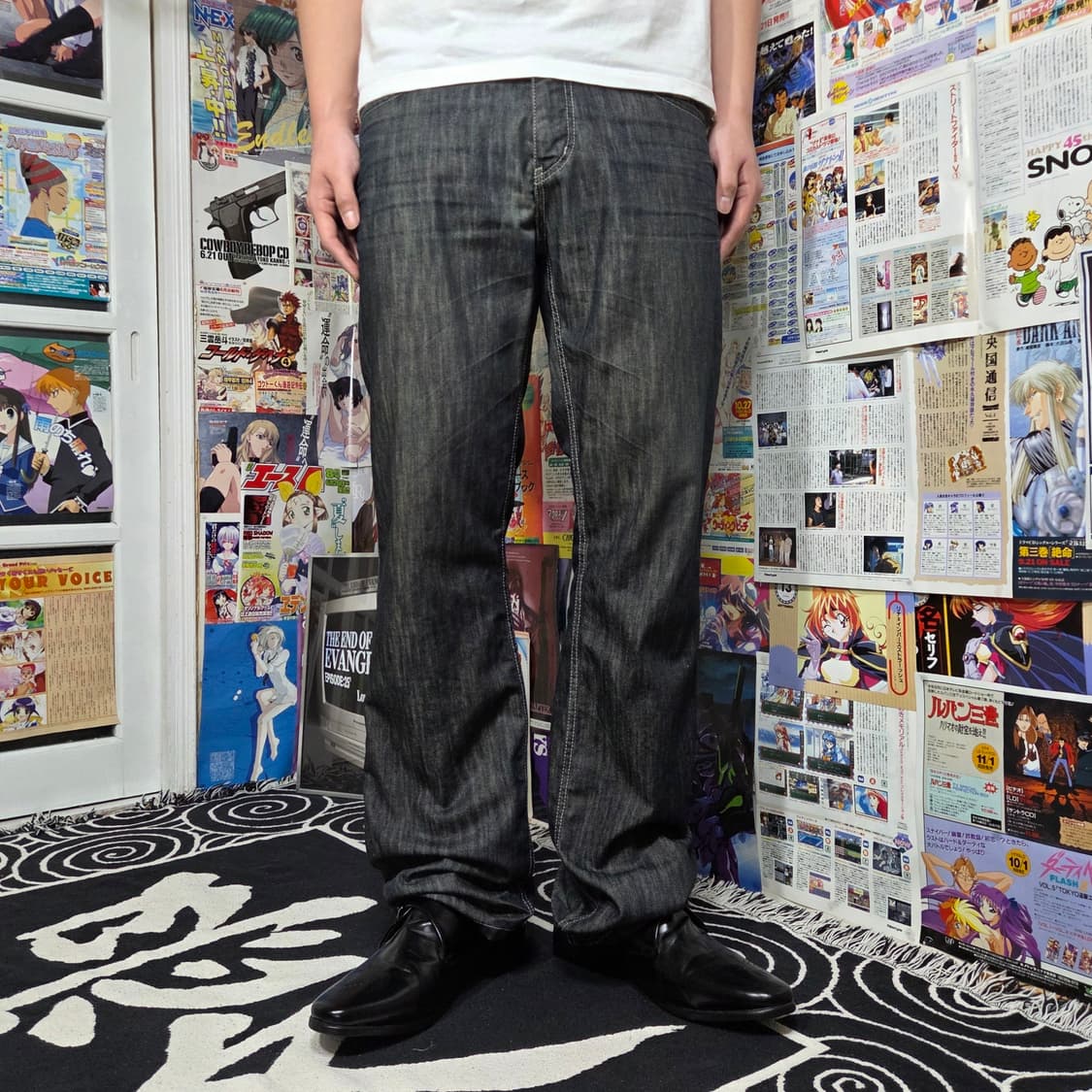 빈티지 락시크 지퍼 포켓 그레이 데님 팬츠 . 상품이미지2