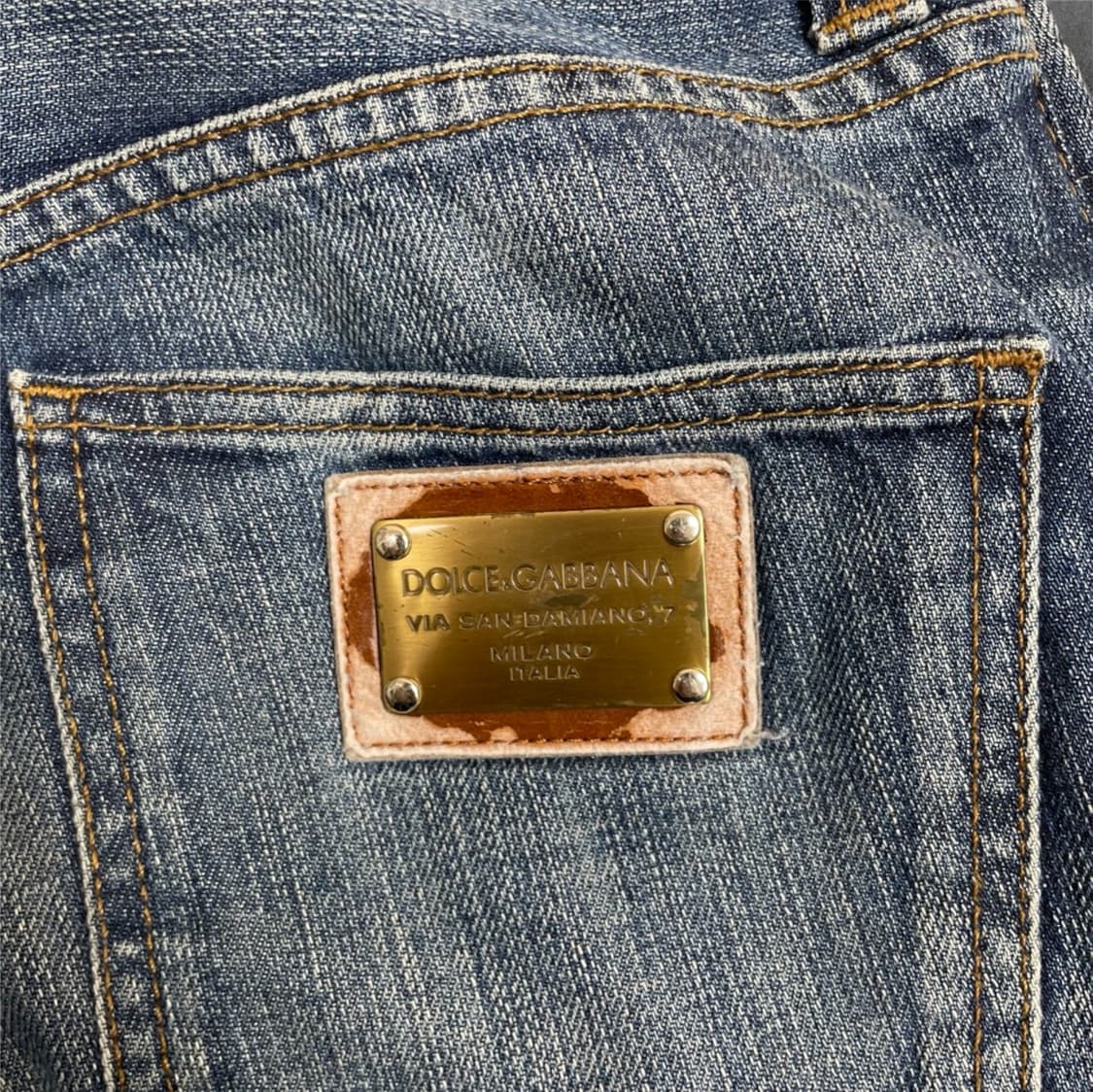 돌체앤가바나 중청 빈티지 메탈패치 디스트로이드 데님팬츠 48 상품이미지7