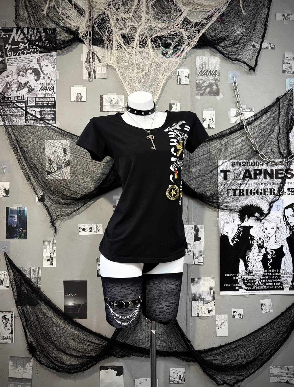Y2K patch back web mesh short sleeve 상품이미지1
