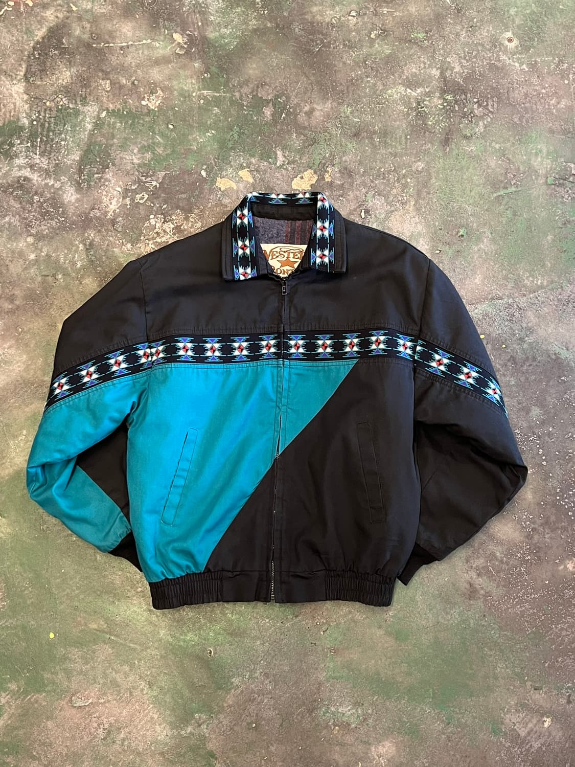 90's [M] 웨스턴 아즈텍 네이티브 패턴 블랭킷 빈티지 자켓 상품이미지1