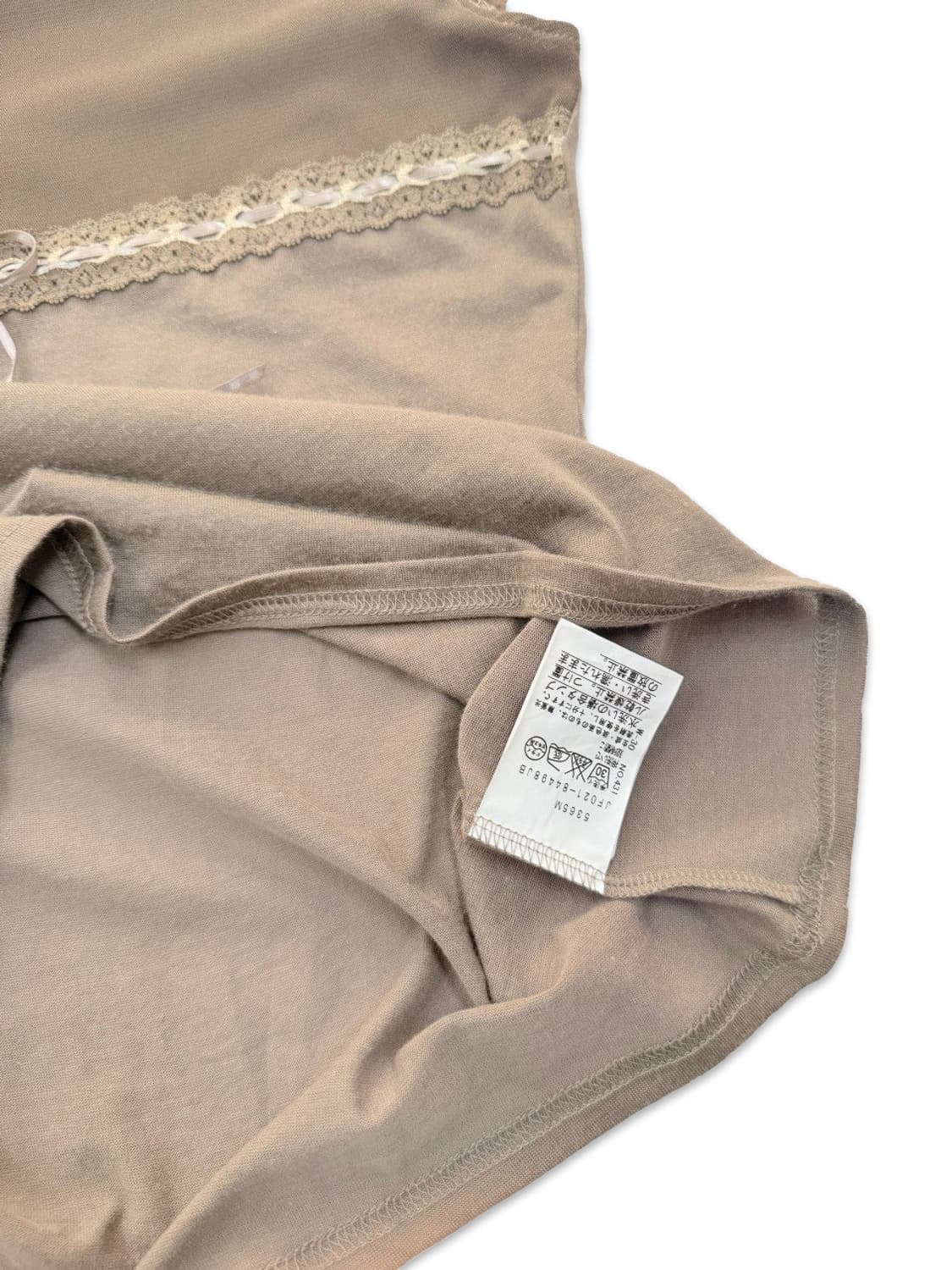 빈티지 베이지 브라운 리본 반팔티 상품이미지3