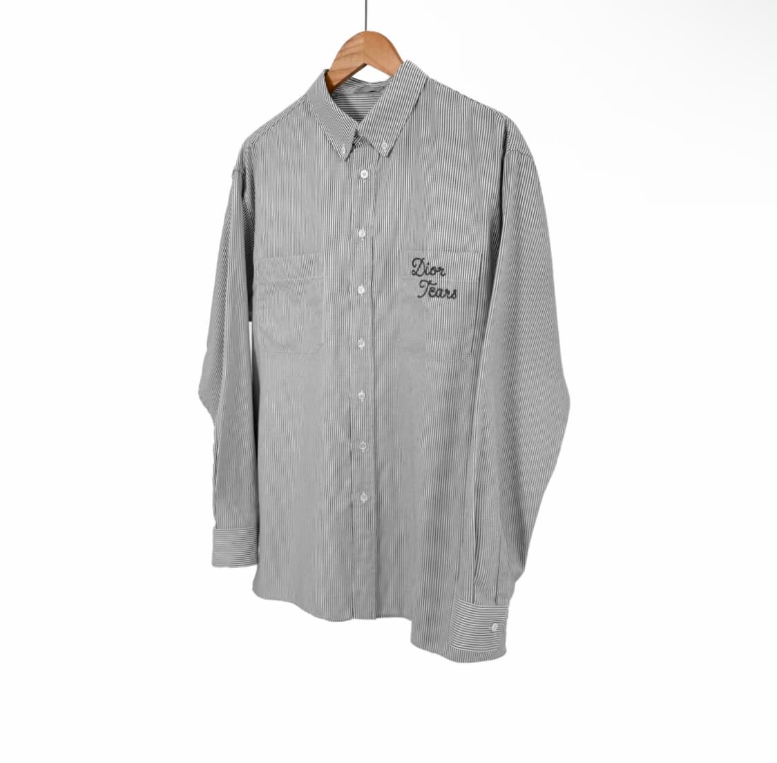 [39] 디올 x 데님 티어스 남성 코튼 스트라이프 옥스포드 셔츠 그레이 상품이미지2