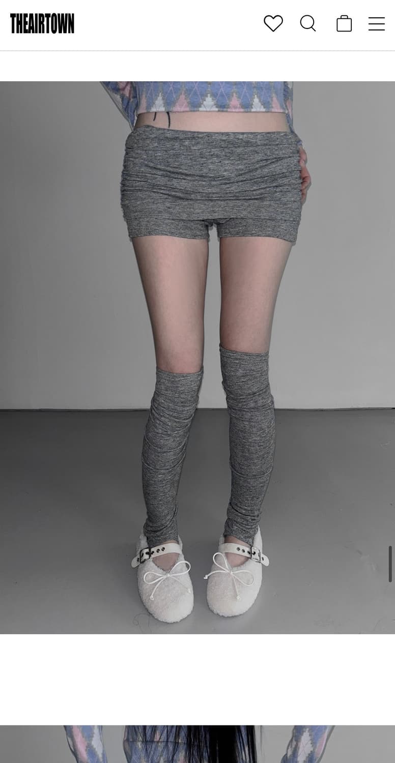 디에어타운 그레이 셔링 미니쇼츠 레깅스 상품이미지1