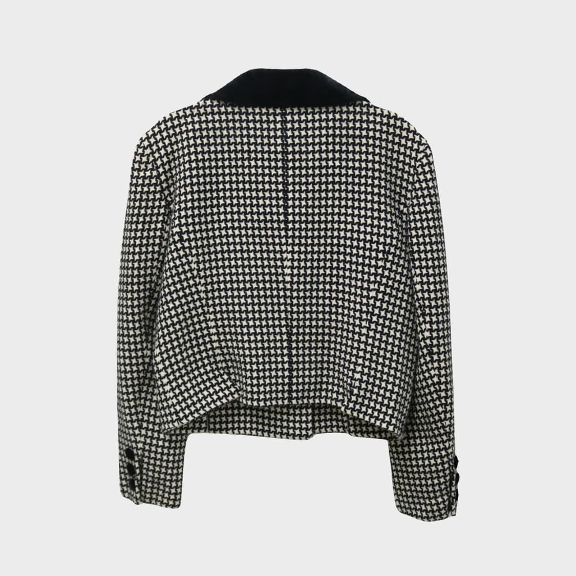 코지 와타나베  벨벳 카라 울 체크 숏 더블코트 61500 상품이미지2