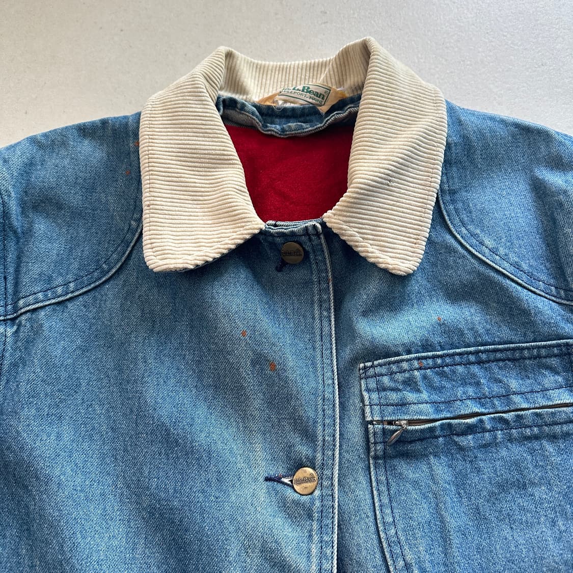 80s 엘엘빈 데님 커버올 카라 울 블랭킷 라이닝 초어 자켓  상품이미지3