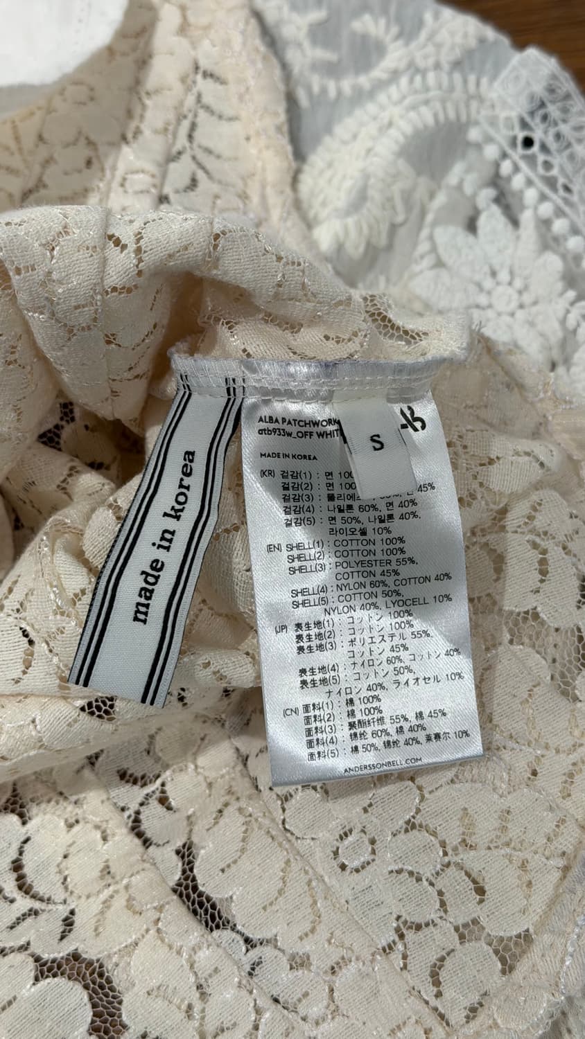 앤더슨 벨 화이트 알바 패치워크 플리츠 레이스 셔츠 상품이미지8