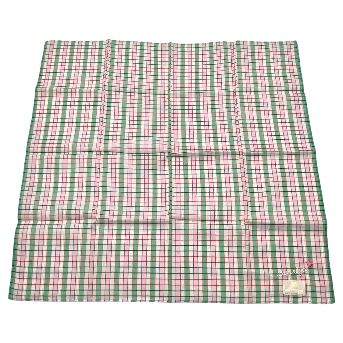 90s 꾸레쥬 레트로 타탄 체크 패브릭 손수건 상품이미지4