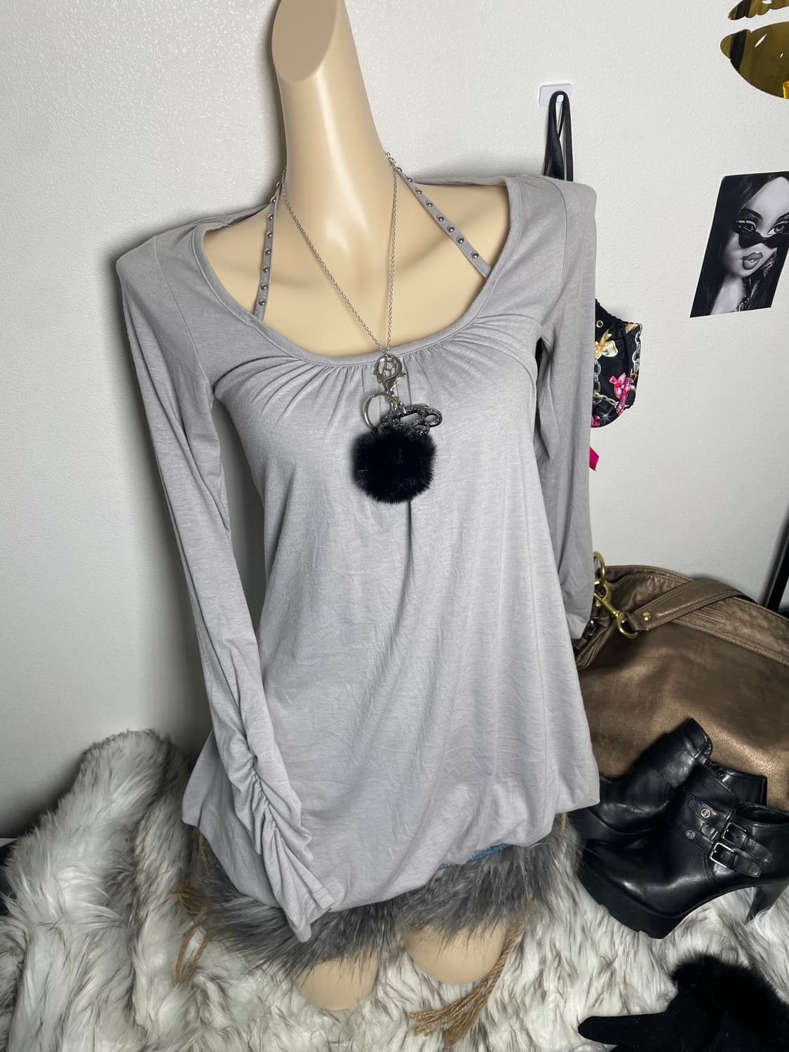 빈티지 갸루 홀터넥 탑 , 원피스 상품이미지1