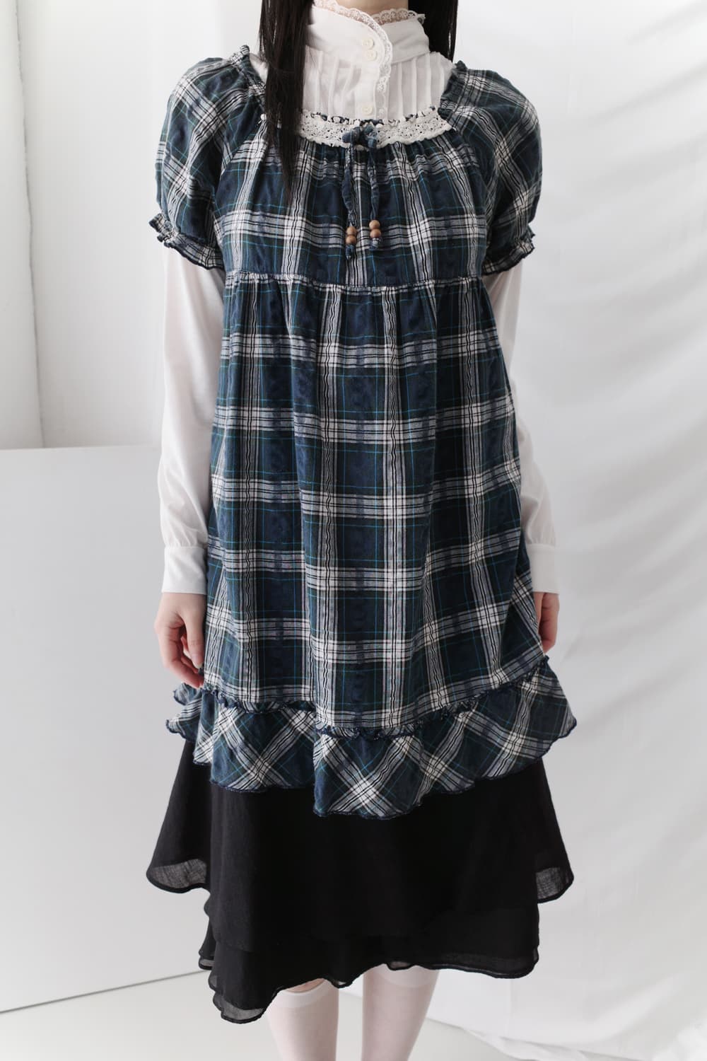 lace shirt + check half blouse (set)  상품이미지5