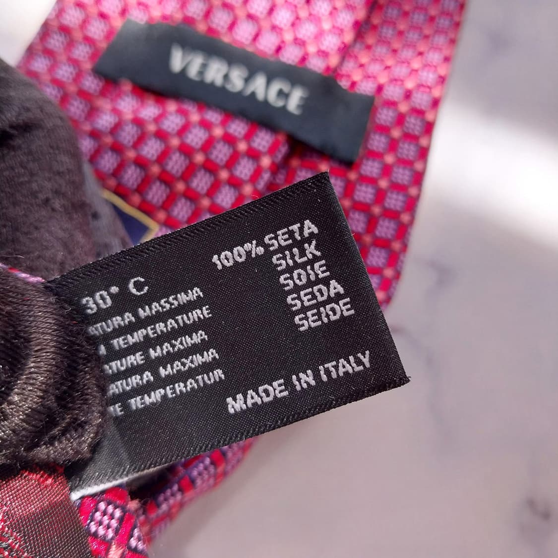 베르사체 실크 레드 자카드 넥타이 9cm A+등급 K2498 상품이미지10