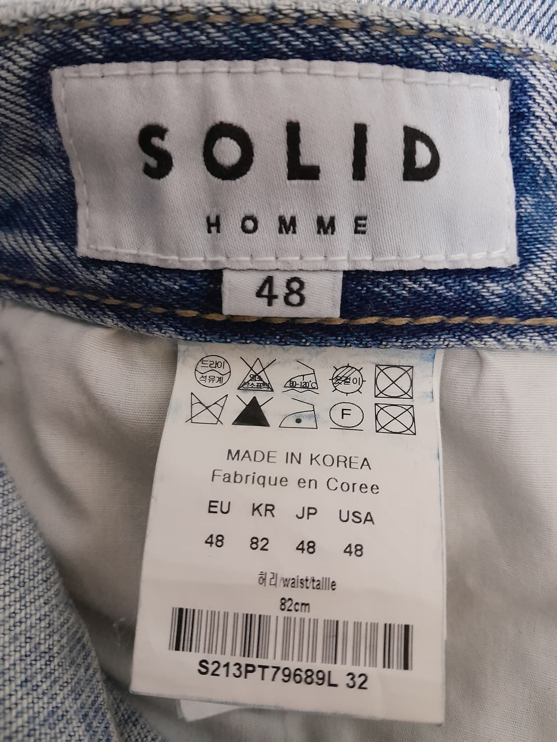 솔리드옴므 S21 연청 데님바지 48/32" 상품이미지9