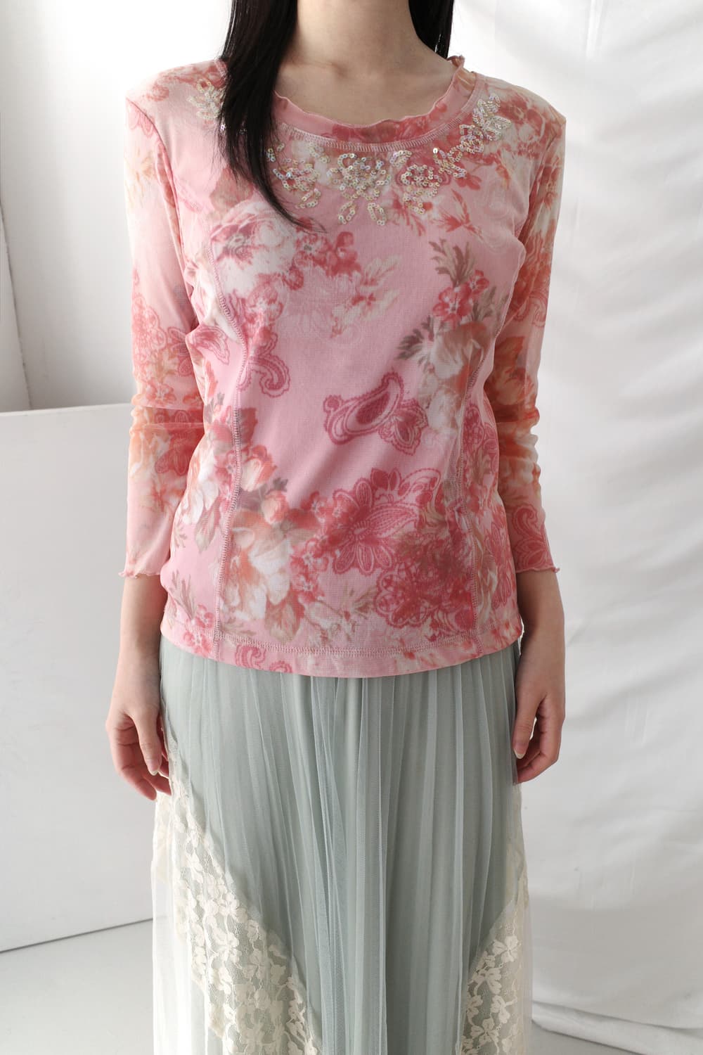 flower beads see-through T  상품이미지5