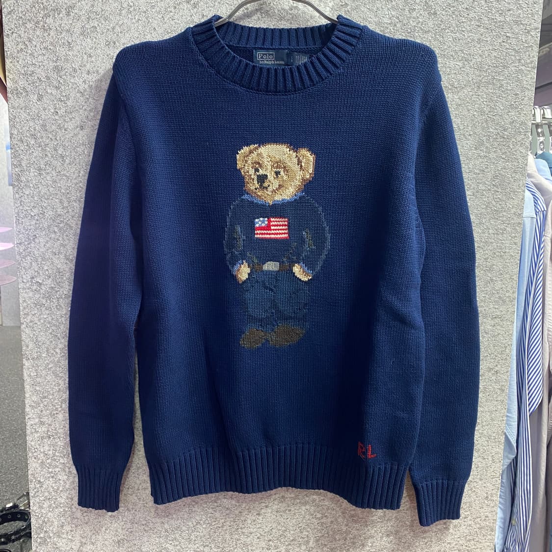 폴로랄프로렌 곰돌이 베어 네이비 성조기 니트 B3757  상품이미지2