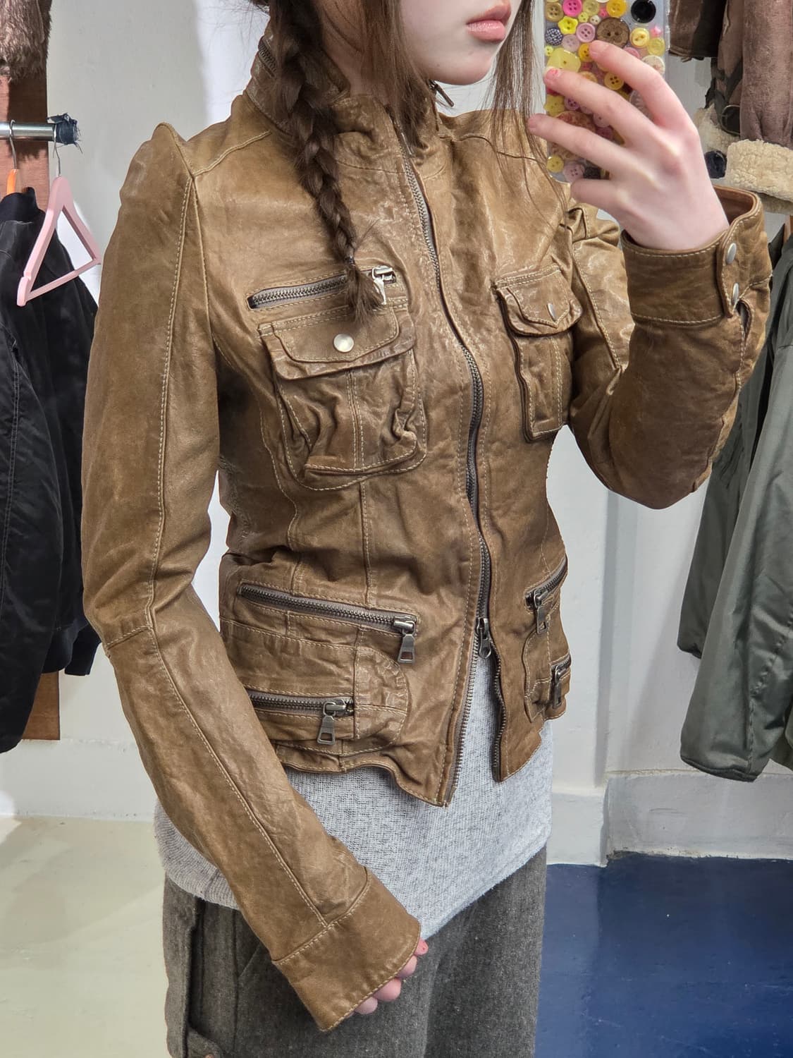 2000s Vintage lambskin 양가죽 레더자켓 상품이미지3