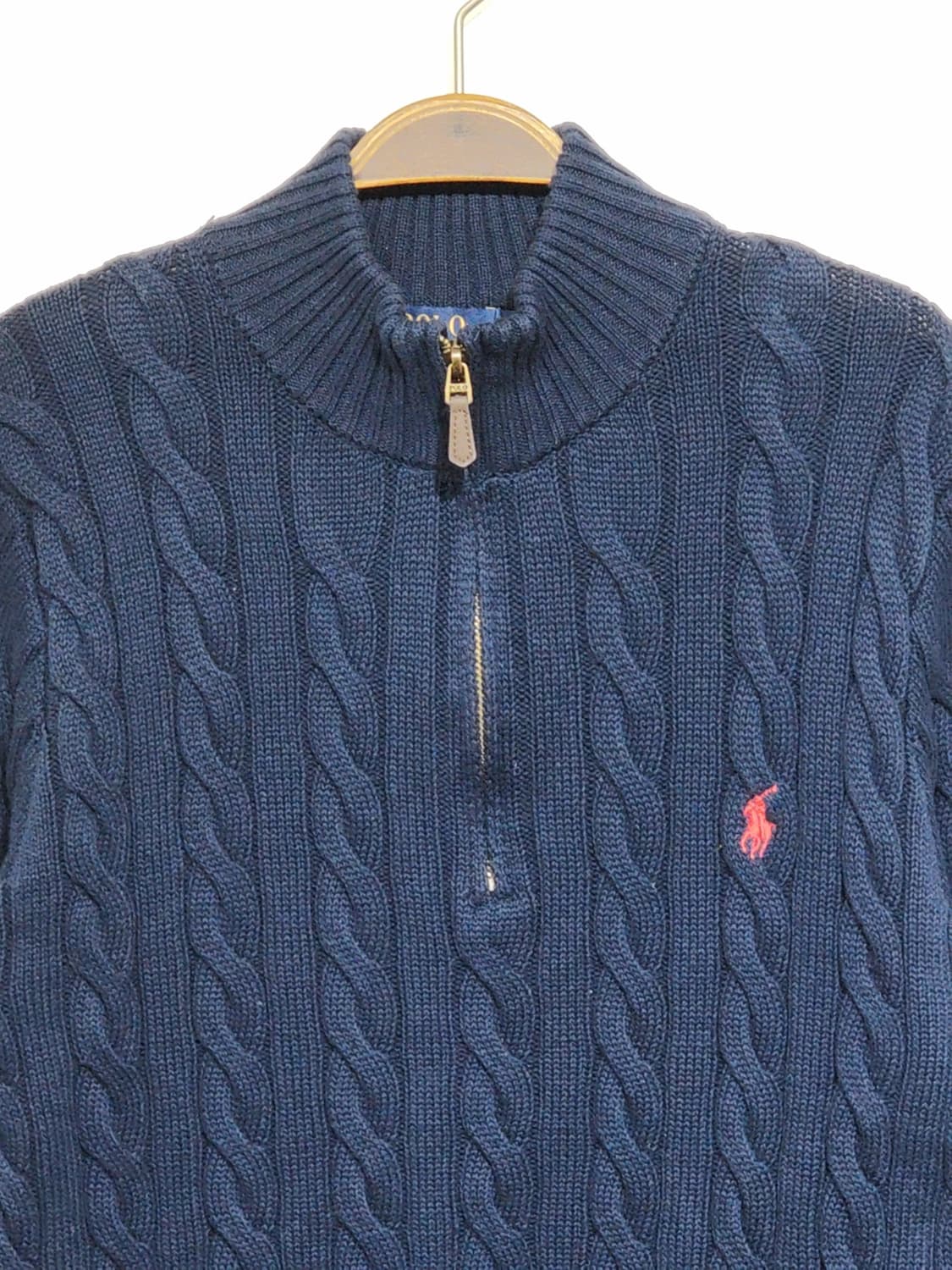 (S) 랄프로렌 폴로 꽈배기 니트 네이비 케이블 반집업 스웨터  상품이미지2