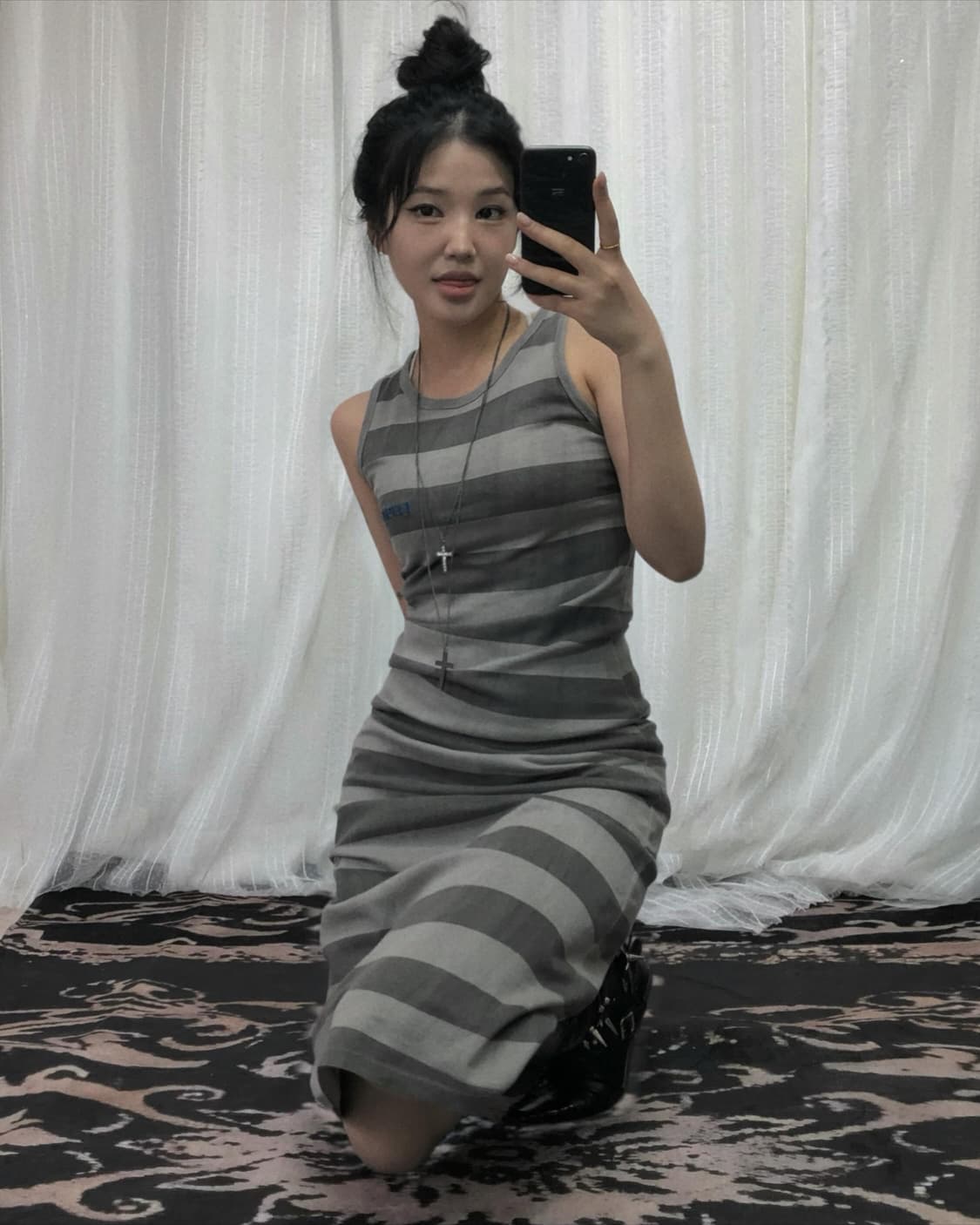 히스테릭글래머 그레이 스트라이프 원피스 상품이미지2