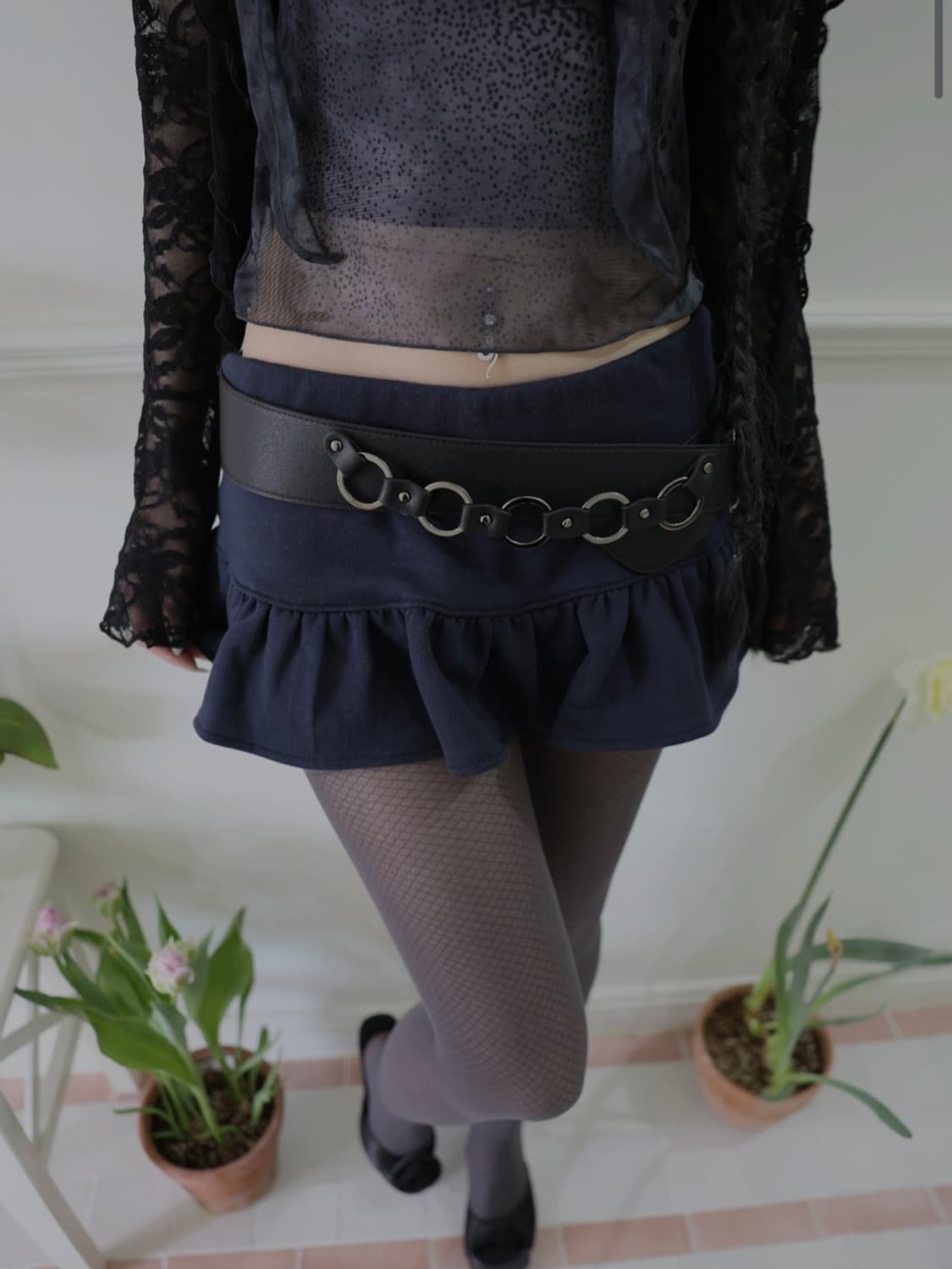 Sheismiae 미애 레오파드 슬리브리스+스카프+벨트 상품이미지5