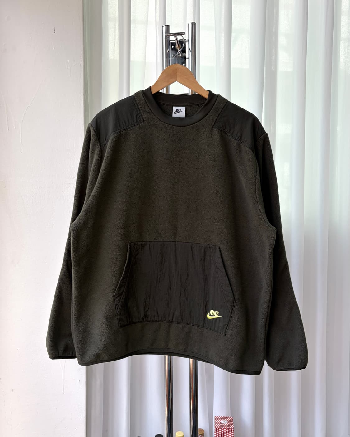 [XL]나이키 기모 플리스 크루넥 맨투맨 카키 상품이미지4