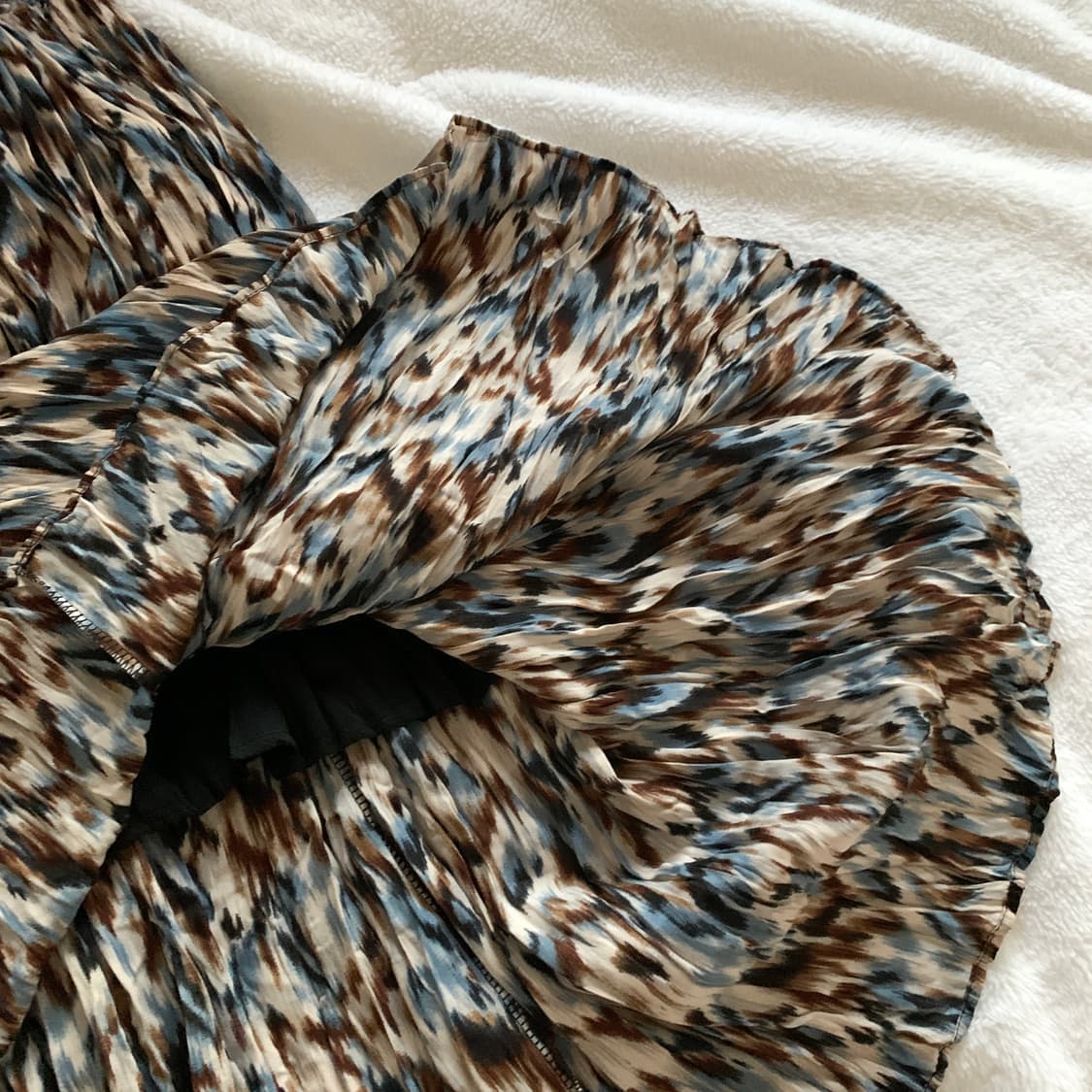 빈티지 이자벨마랑 스타일 블루 레오파드 패턴 플리츠 롱스커트 상품이미지5