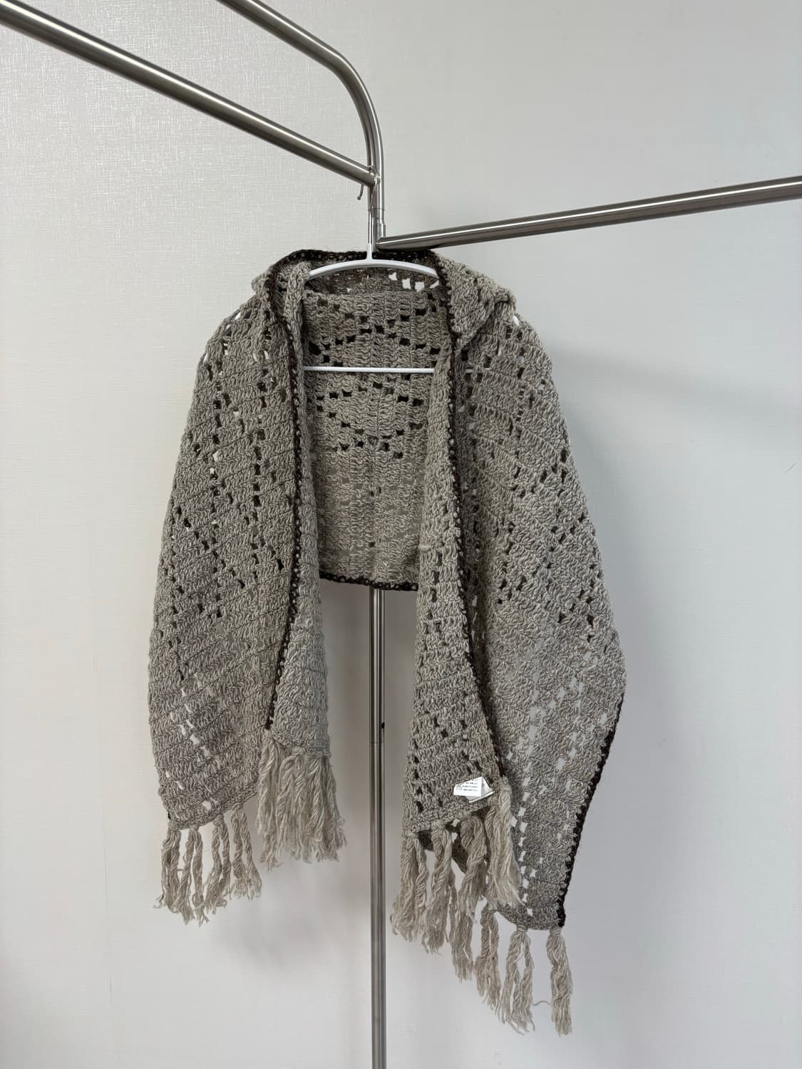 애쉬 울 니트 후드 판초 숄 상품이미지4