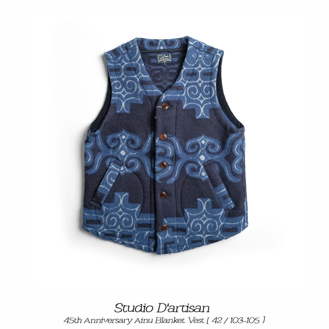 스튜디오다치산 45주년 아이누 블랭킷 베스트 42사이즈 새제품 상품이미지1