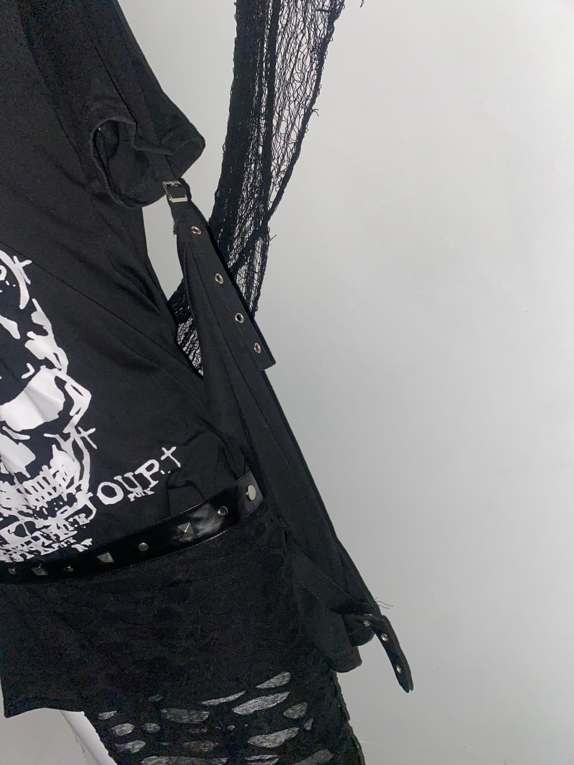 ꒰ঌ 어딕트랩 펑크 고스 스컬 레이어드 롱슬리브 ໒꒱ 상품이미지3