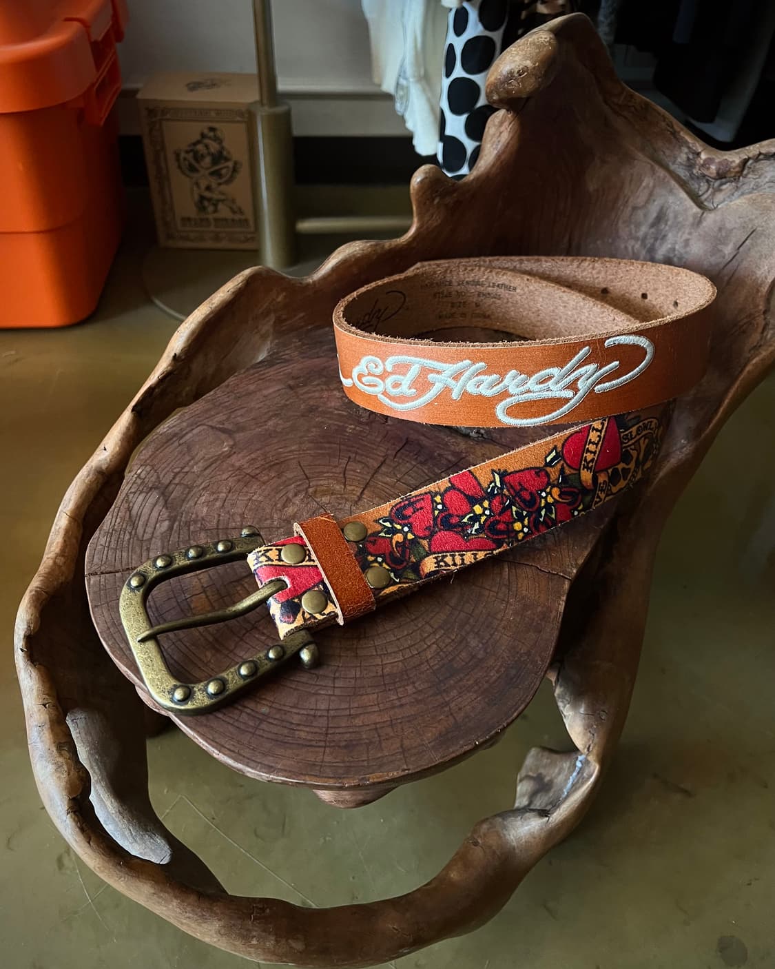 90-00s ED Hardy Real Cow Leather Belt 상품이미지4