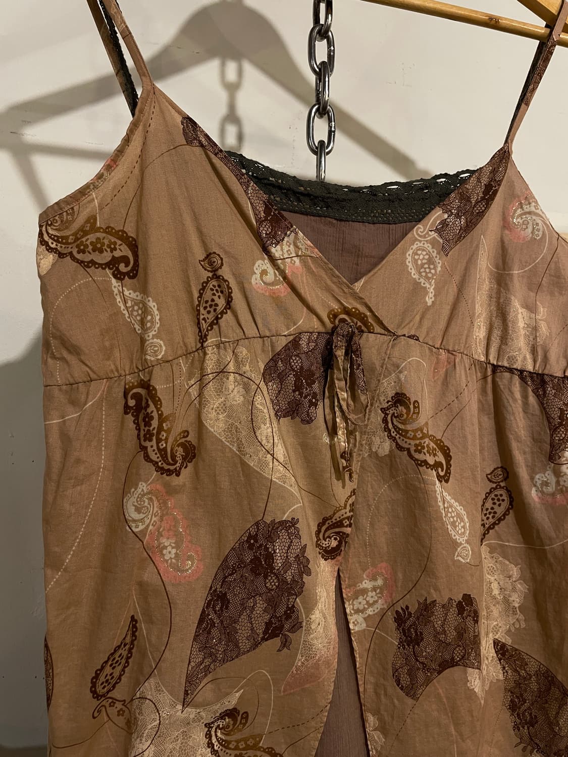 에스닉 패턴 레이어드 브라운 슬리브리스 오리엔탈 히피 상품이미지2