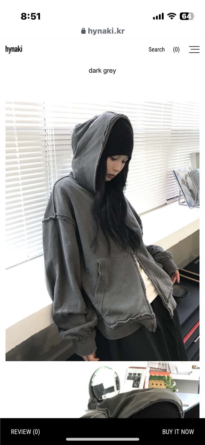 히나키 다크그레이 후드집업 상품이미지1