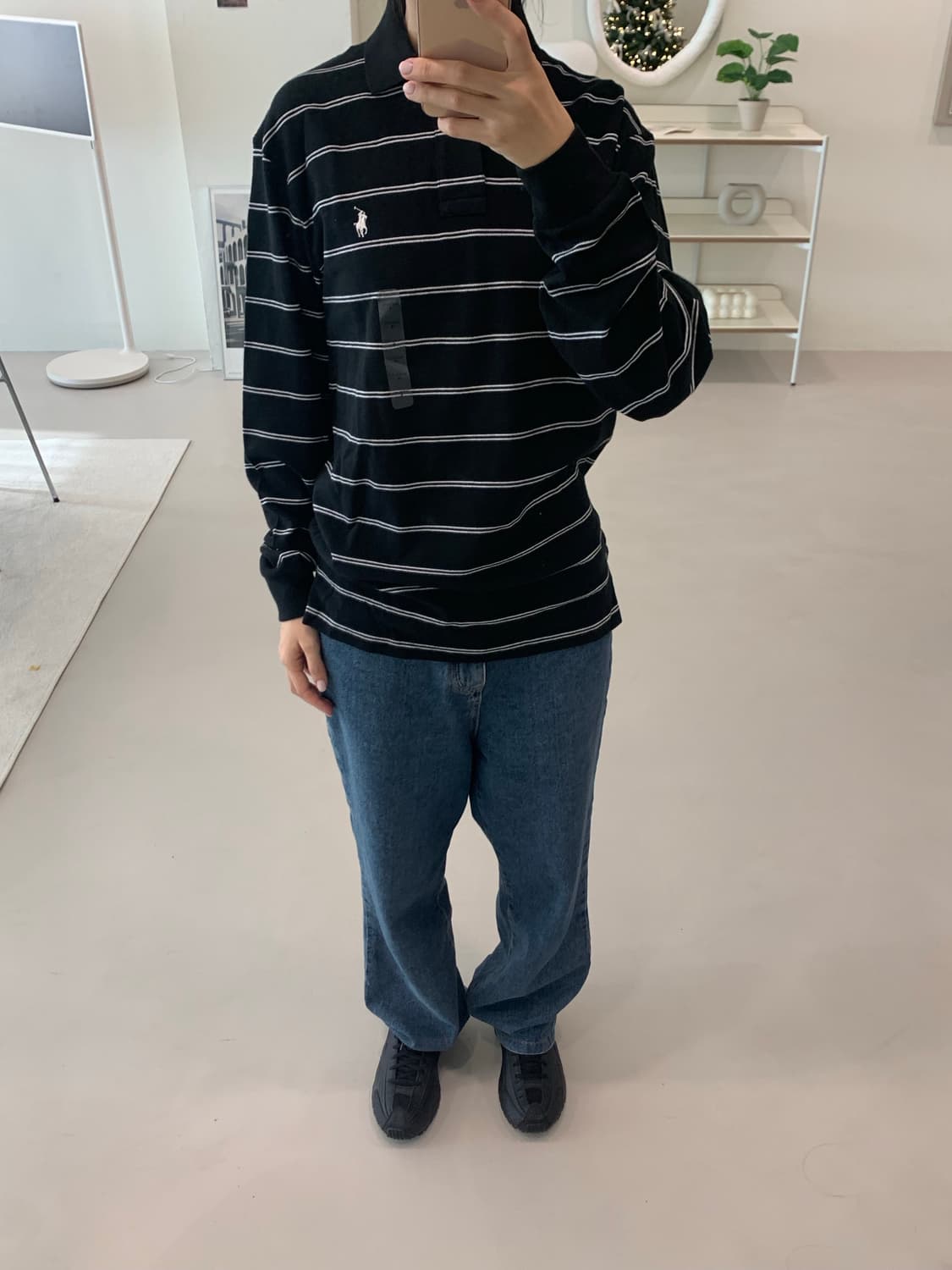 폴로 랄프로렌 스트라이프 긴팔 카라티 블랙 S,M,L 상품이미지1