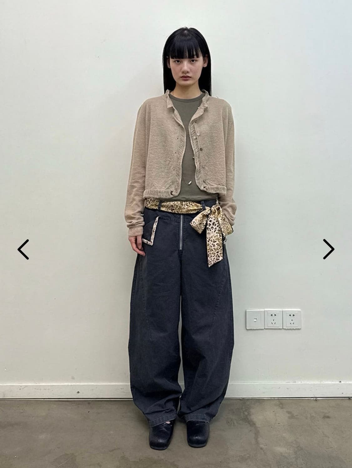 Neverseez 비즈 코튼 오버올 와이드 벌룬 팬츠 상품이미지3