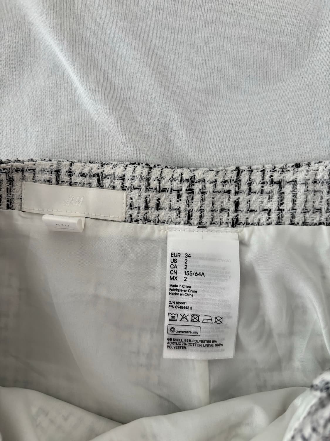 H&M 화이트 트위드 스커트 34 상품이미지3