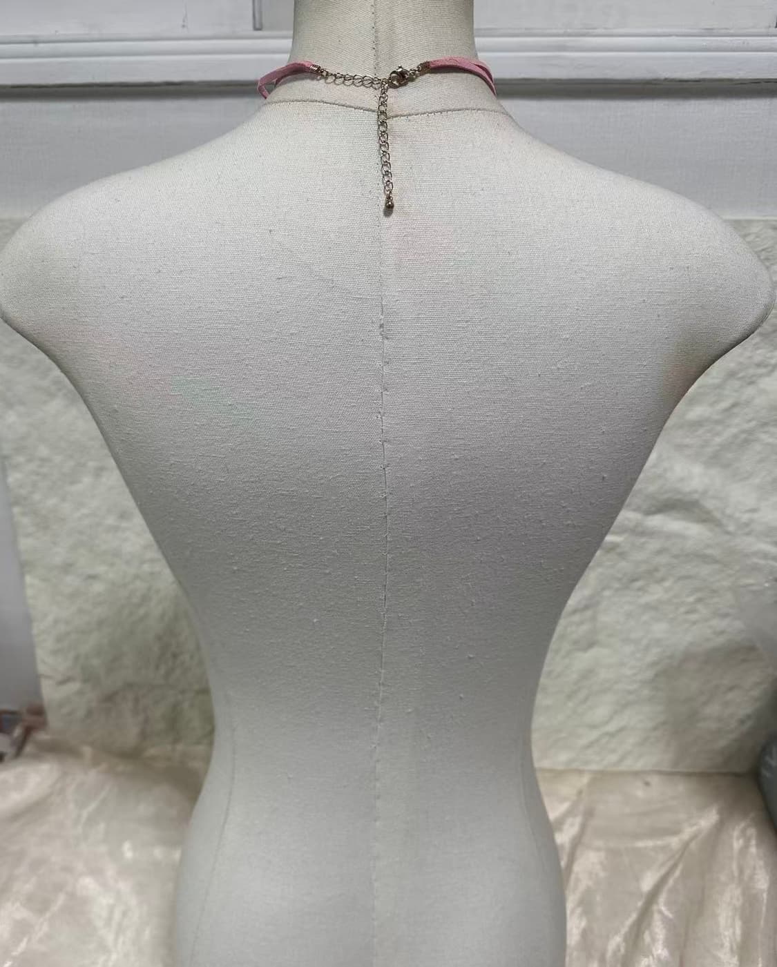 빈티지 핑크 레이어드 리본 스웨이드 초커 목걸이 상품이미지3