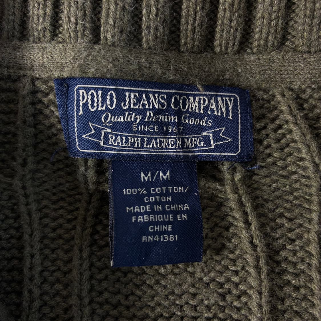 Polo Jeans 폴로 진스라인 코튼 케이블 카키그린 꽈배기 니트가디건 상품이미지5