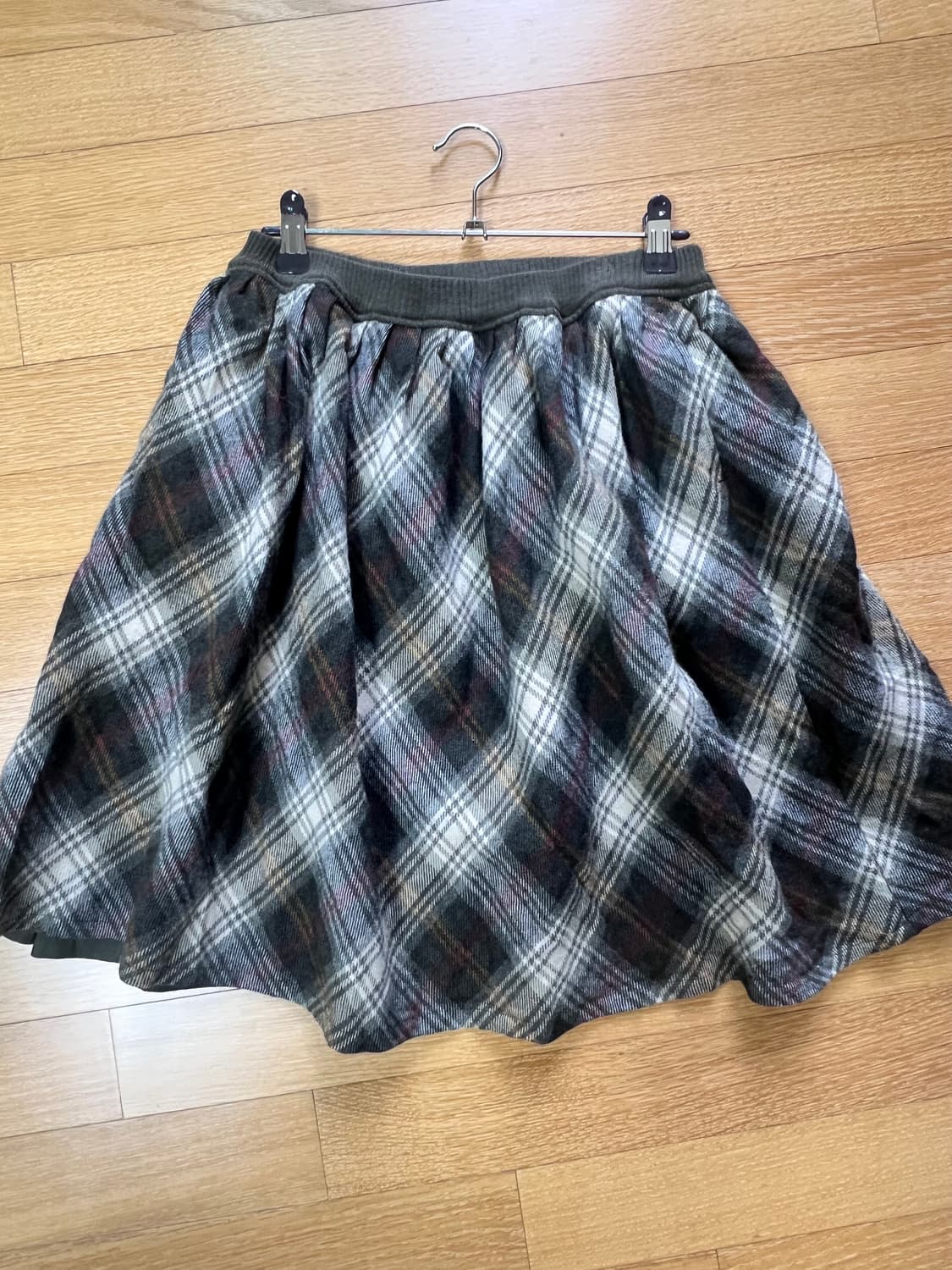 빈티지 그린 A라인 체크무늬 스커트 치마 모리걸 상품이미지1